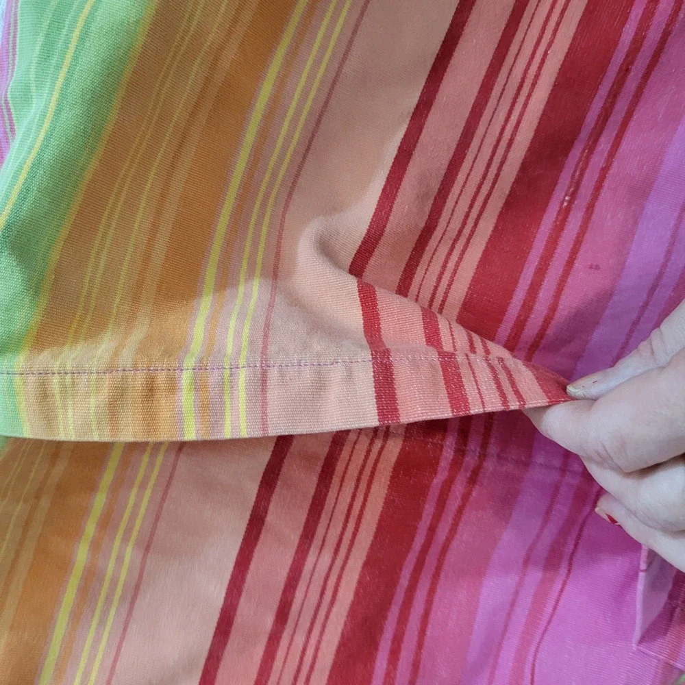 PB Teen Duvet Set Rainbow Stripe Duvet Cover‎ Pillowcase Cotton Twin Dopamine